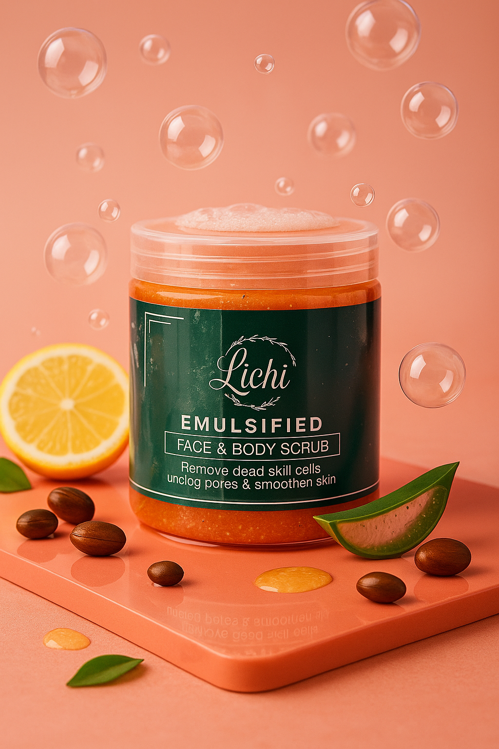 Emulsified face and body scrub